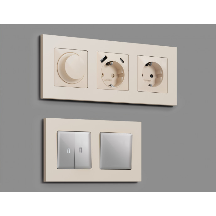 AF250333 Рамка ALFA Qubi (Бежевый матовый) 3-ая