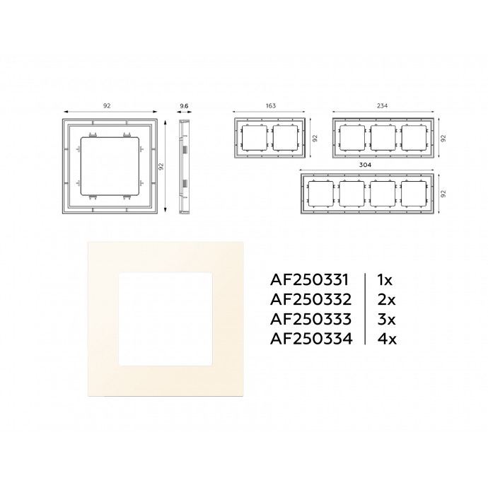 AF250333 Рамка ALFA Qubi (Бежевый матовый) 3-ая