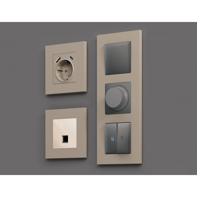 AF250364 Рамка ALFA Qubi (Серо-бежевый матовый) 4-ая