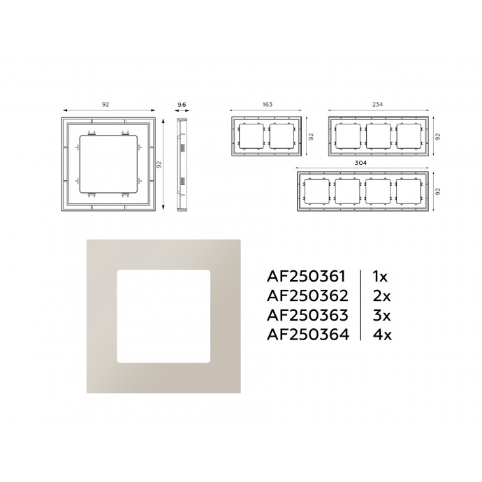 AF250364 Рамка ALFA Qubi (Серо-бежевый матовый) 4-ая