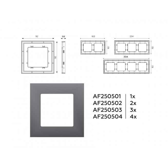AF250503 Рамка ALFA Qubi (Сталь матовый) 3-ая