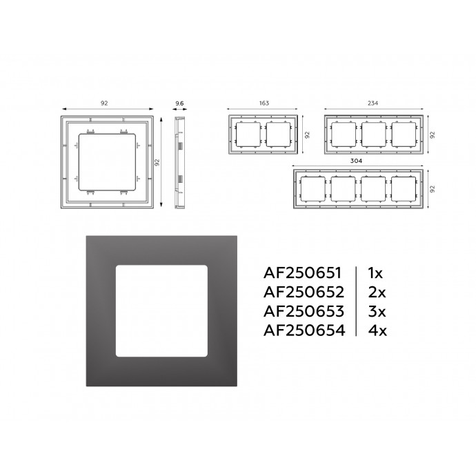 AF250652 Рамка ALFA Qubi (Антрацит серый) 2-ая