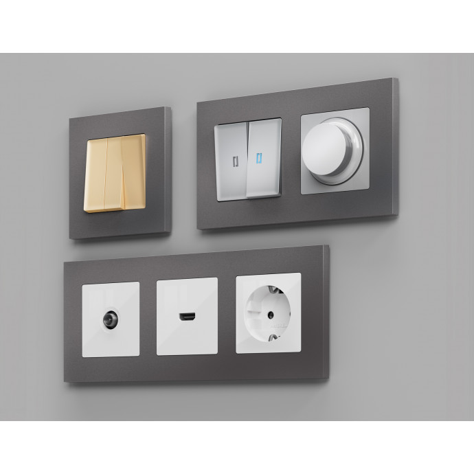 AF250654 Рамка ALFA Qubi (Антрацит серый) 4-ая