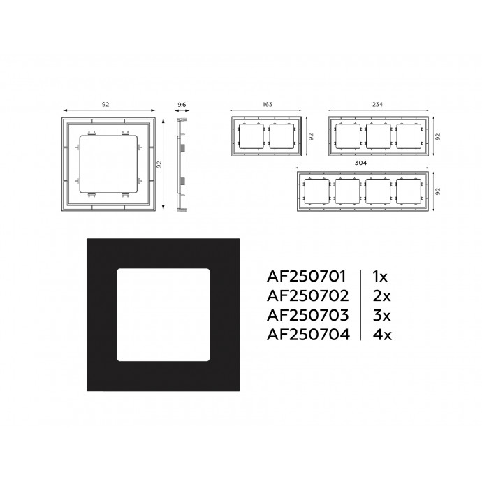 AF250702 Рамка ALFA Qubi (Черный матовый) 2-ая