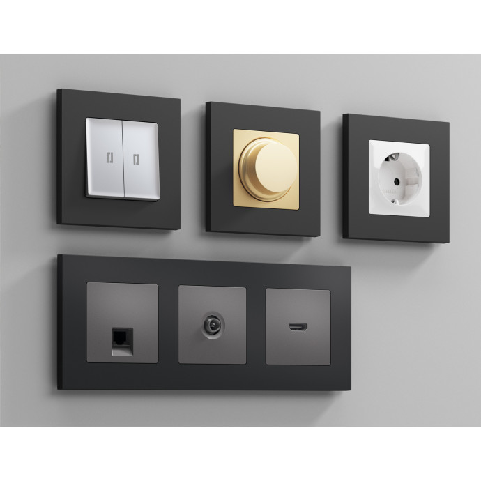 AF250803 Рамка ALFA Qubi (Графит Мягкое касание) 3-ая