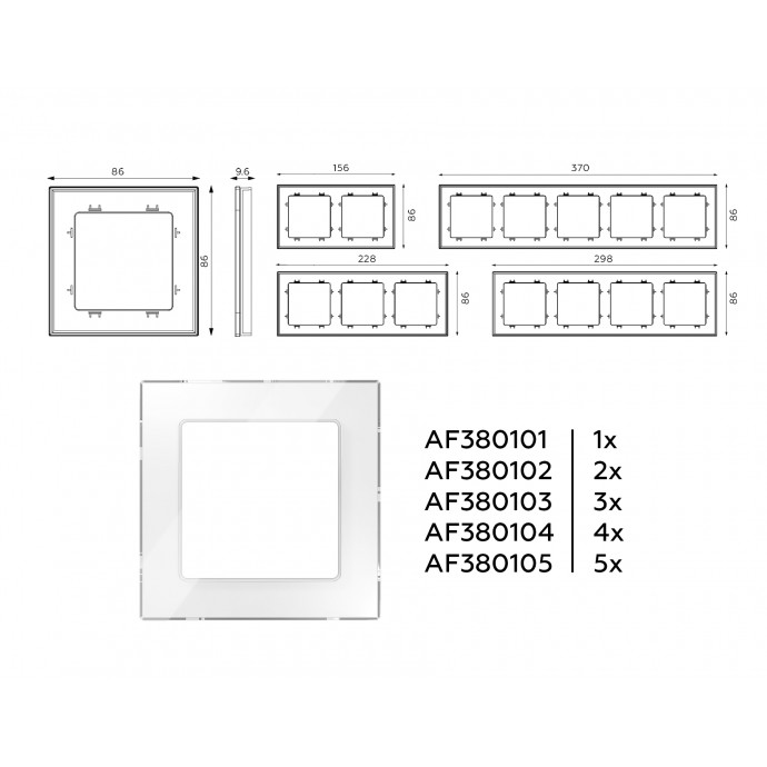 AF330104 Рамка ALFA Platos (Белый Стекло органическое) 4-ая