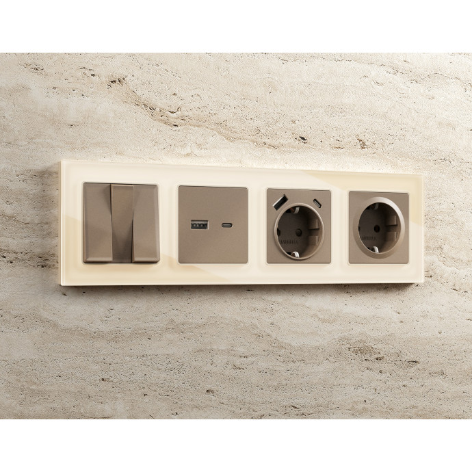 AF330301 Рамка ALFA Platos (Бежевый Стекло органическое) 1-ая