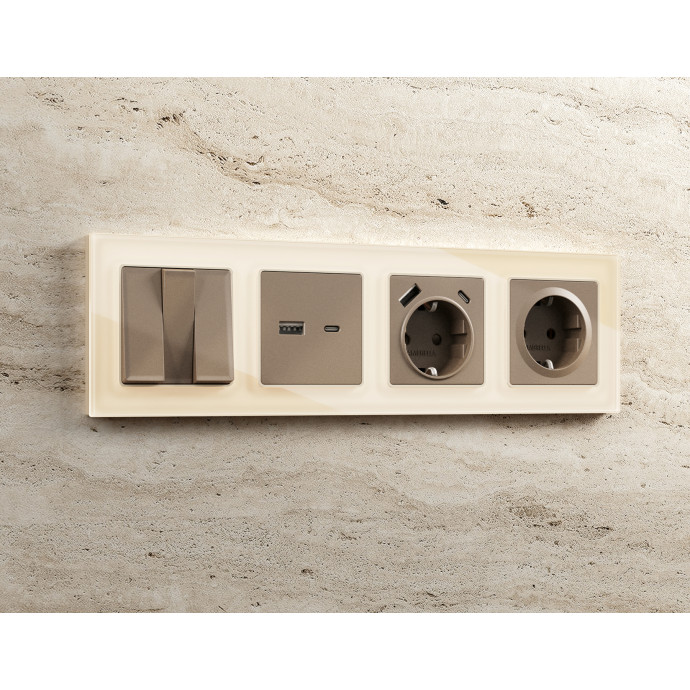 AF330302 Рамка ALFA Platos (Бежевый Стекло органическое) 2-ая