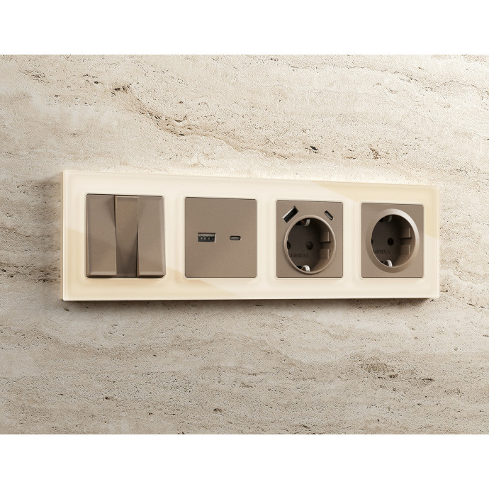 AF330305 Рамка ALFA Platos (Бежевый Стекло органическое) 5-ая