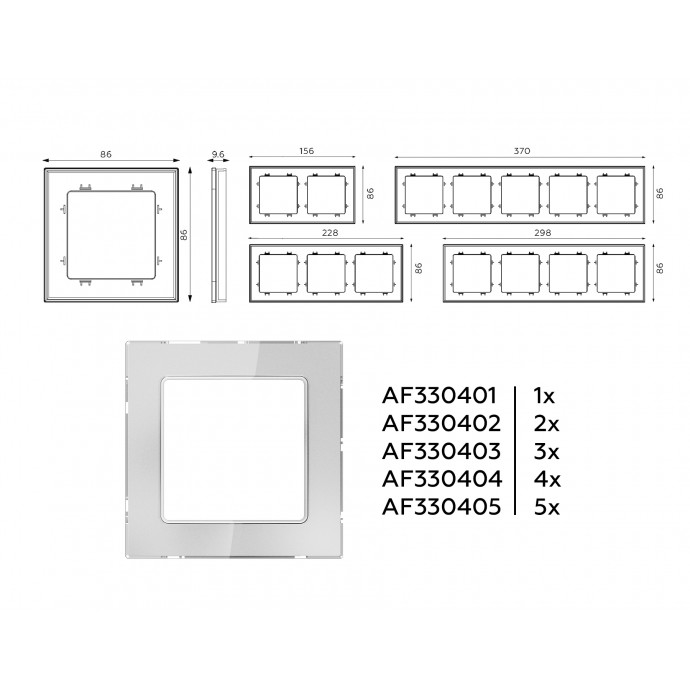 AF330405 Рамка ALFA Platos (Серебро Стекло органическое) 5-ая