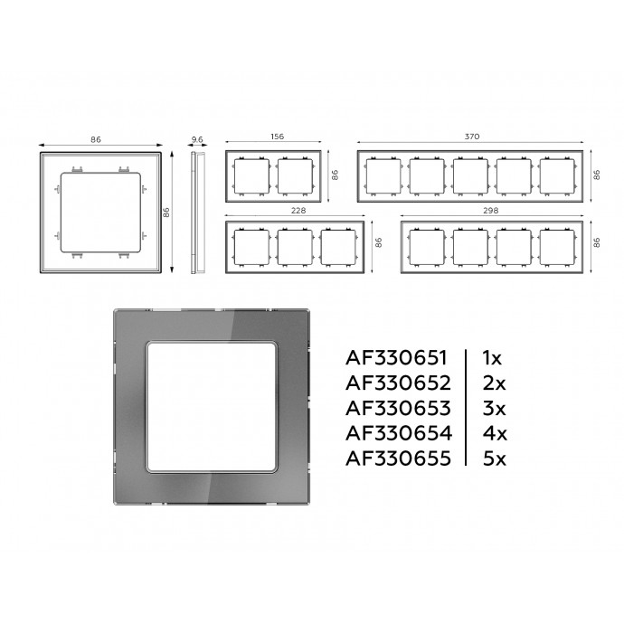 AF330653 Рамка ALFA Platos (Антрацит серый Стекло органическое) 3-ая