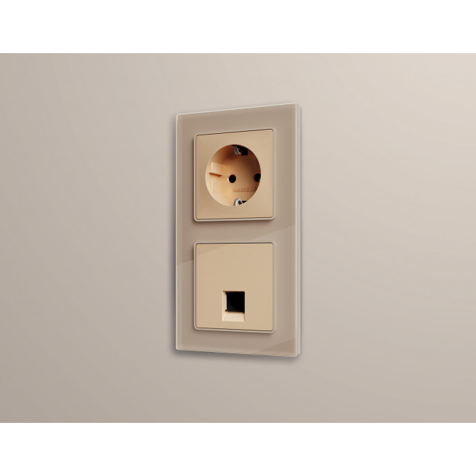 AF380602 Рамка ALFA Platos (Серо-бежевый Стекло закаленное натуральное) 2-ая