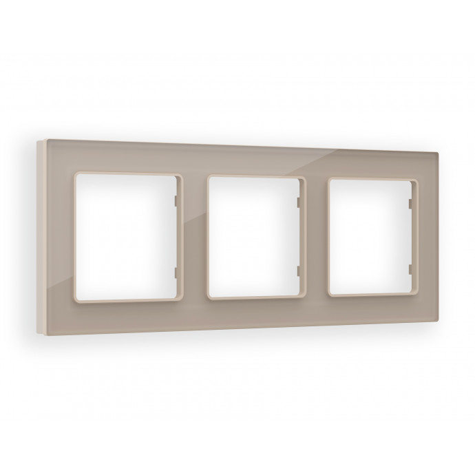 AF380603 Рамка ALFA Platos (Серо-бежевый Стекло закаленное натуральное) 3-ая