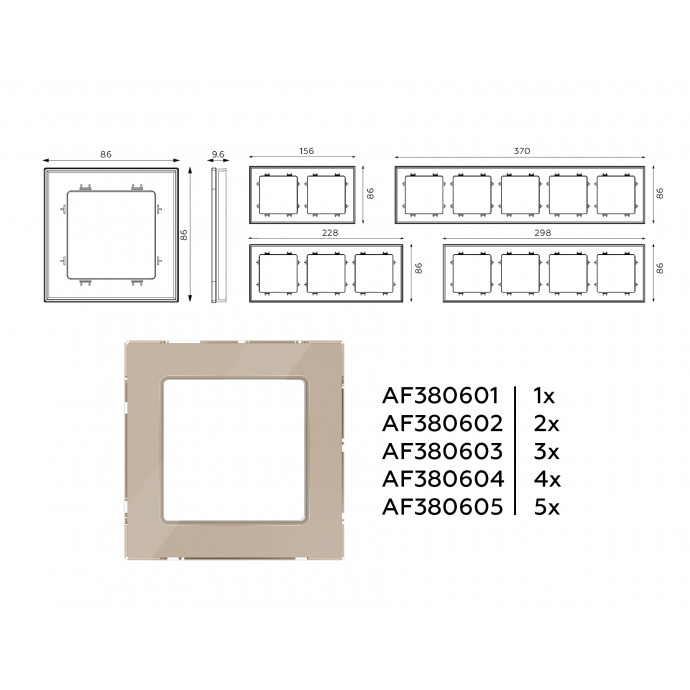 AF380603 Рамка ALFA Platos (Серо-бежевый Стекло закаленное натуральное) 3-ая