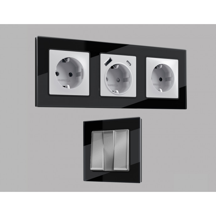 AF380804 Рамка ALFA Platos (Черный Стекло закаленное натуральное) 4-ая