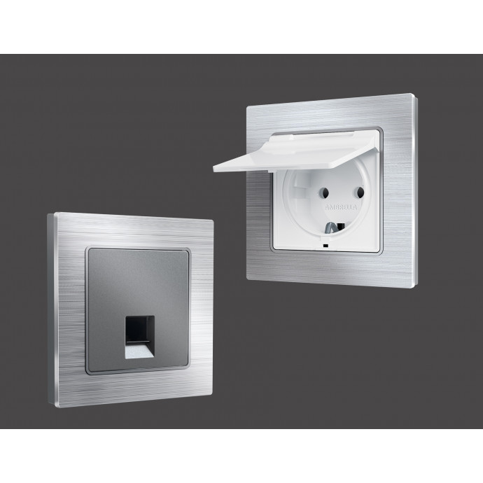 AF550101 Рамка ALFA Platos (Серебро Металл шлифованный) 1-ая