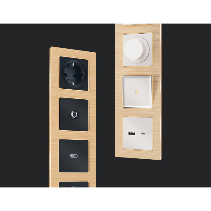 AF550303 Рамка ALFA Platos (Шампань Металл шлифованный) 3-ая