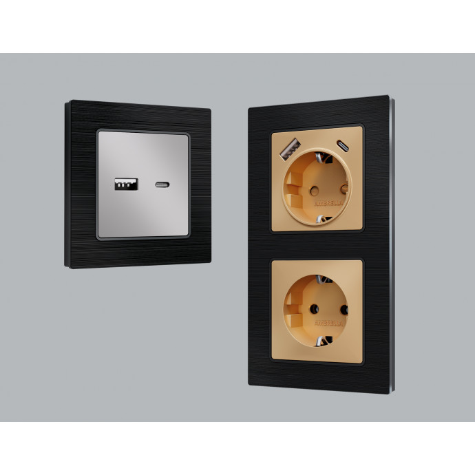 AF550502 Рамка ALFA Platos (Черный Металл шлифованный) 2-ая