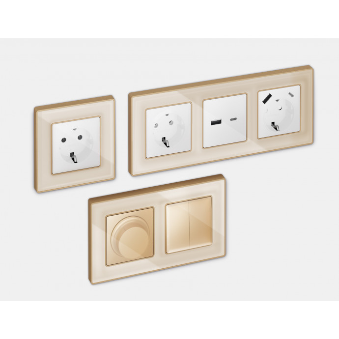 AF580344 Рамка ALFA Arctic (Бежевый Стекло органическое/Шампань) 4-ая