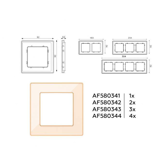 AF580344 Рамка ALFA Arctic (Бежевый Стекло органическое/Шампань) 4-ая