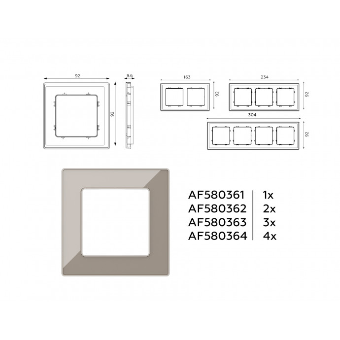 AF580362 Рамка ALFA Arctic (Серо-бежевый Стекло органическое) 2-ая