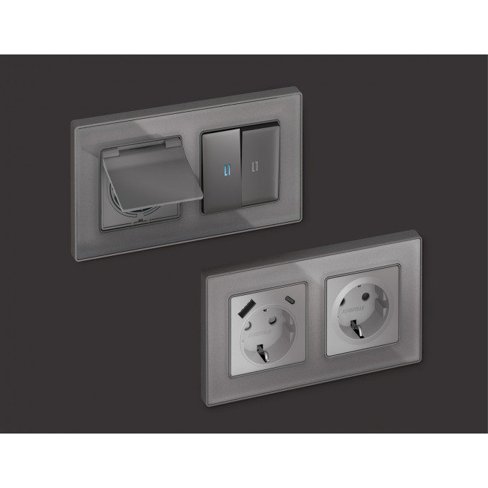 AF580651 Рамка ALFA Arctic (Антрацит серый Стекло органическое) 1-ая