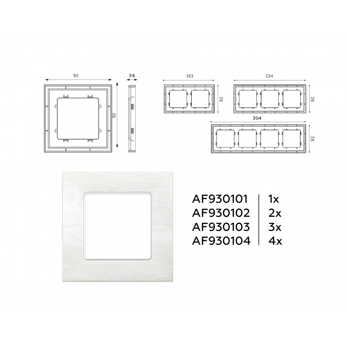 AF930104 Рамка ALFA Grand (Белый мрамор) 4-ая