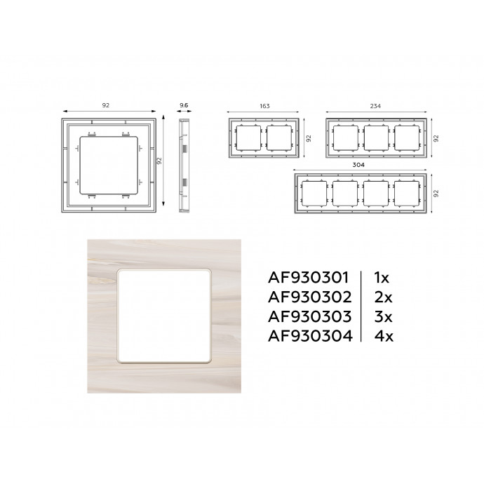 AF930303 Рамка ALFA Grand (Бежевый мрамор) 3-ая