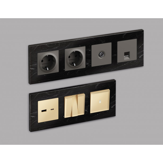 AF930704 Рамка ALFA Grand (Черный мрамор) 4-ая