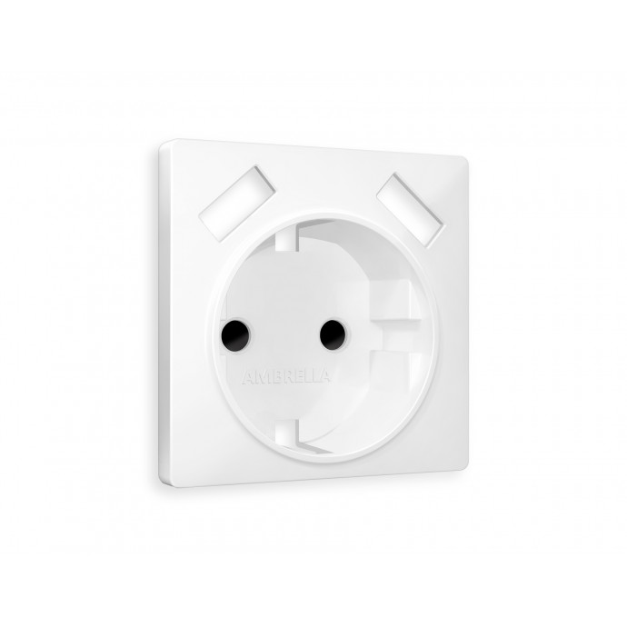 AP1290 Лицевая панель ALFA (Белый матовый) для электрической розетки с/з со шторками 2USB A+A QUANT