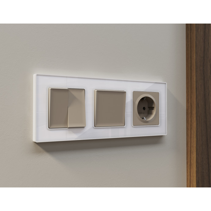 AP3660 Лицевая панель ALFA (Серо-бежевый матовый) для электрической розетки с/з QUANT