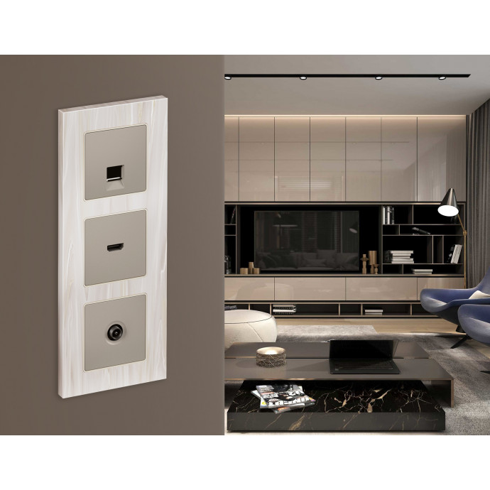 AP3730 Лицевая панель ALFA (Серо-бежевый матовый) для TV розетки QUANT