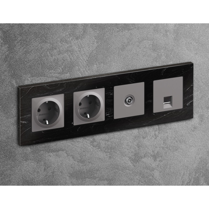 AP5130 Лицевая панель ALFA (Сталь матовый) для TV розетки QUANT