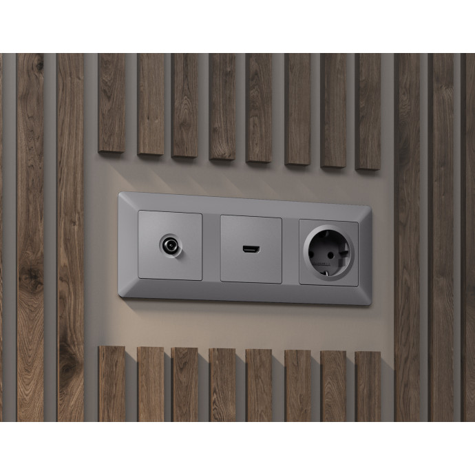 AP5140 Лицевая панель ALFA (Сталь матовый) для HDMI розетки QUANT