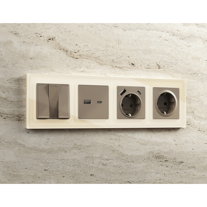 AP6350 Лицевая панель ALFA (Темная бронза матовый) для 3-кл выключателей QUANT