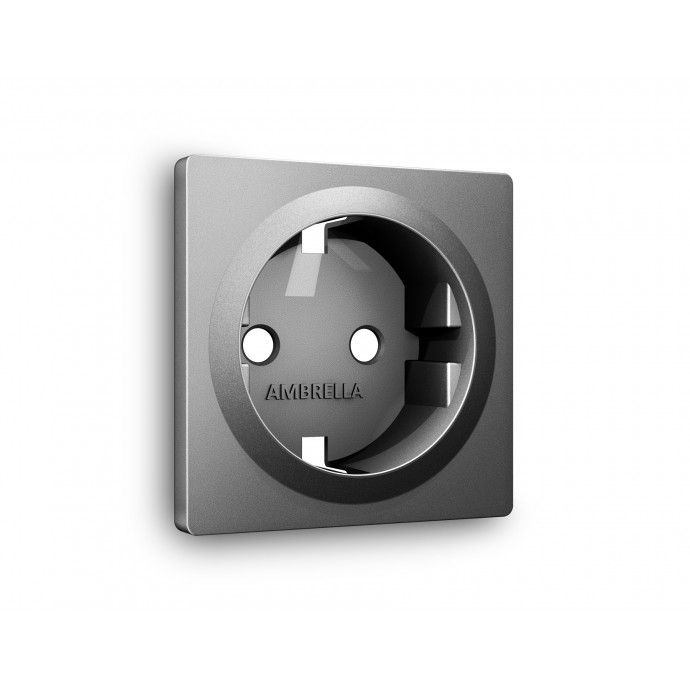 AP6560 Лицевая панель ALFA (Антрацит серый) для электрической розетки с/з QUANT