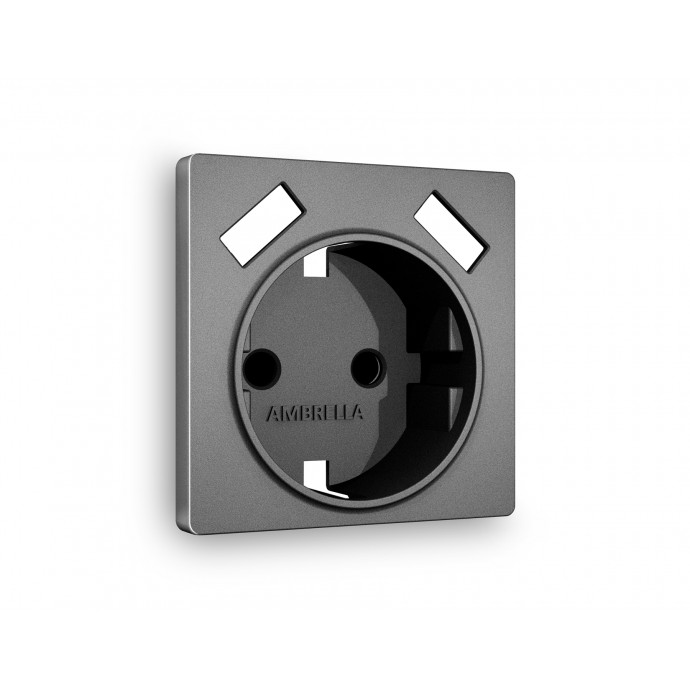 AP6590 Лицевая панель ALFA (Антрацит серый) для электрической розетки с/з со шторками 2USB A+A QUANT