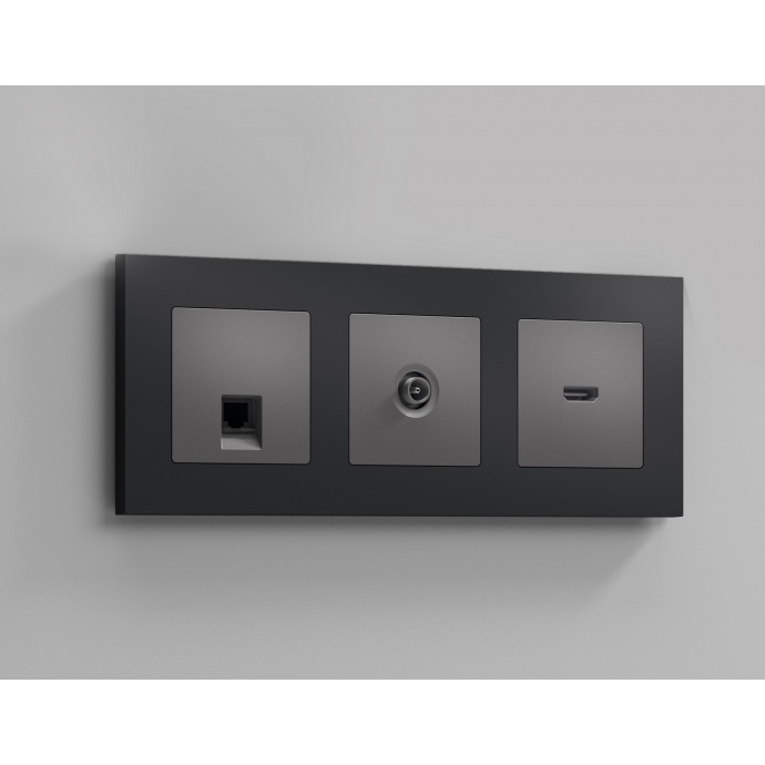 AP6640 Лицевая панель ALFA (Антрацит серый) для HDMI розетки QUANT