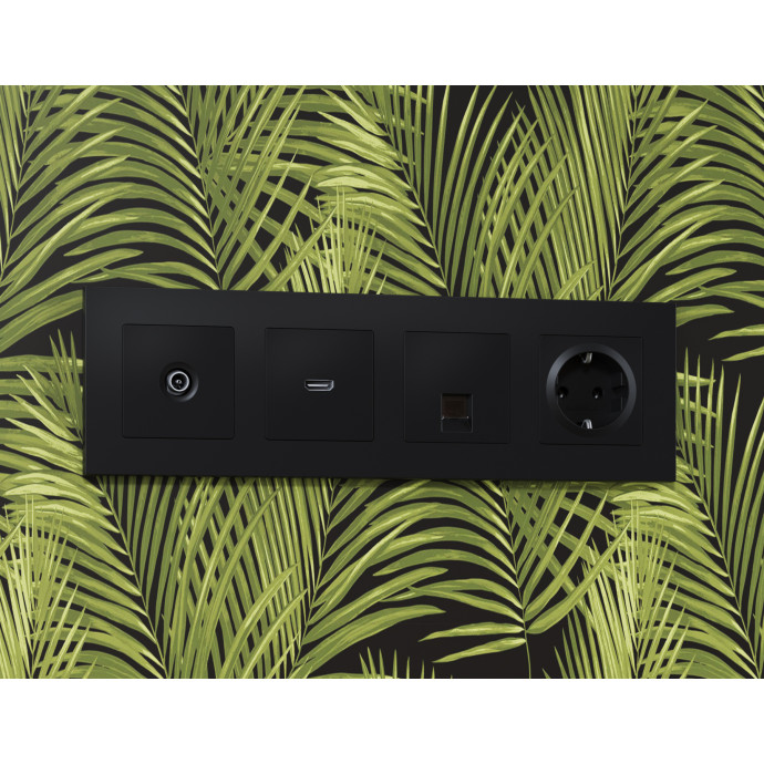 AP8060 Лицевая панель ALFA (Черный матовый) для электрической розетки с/з QUANT