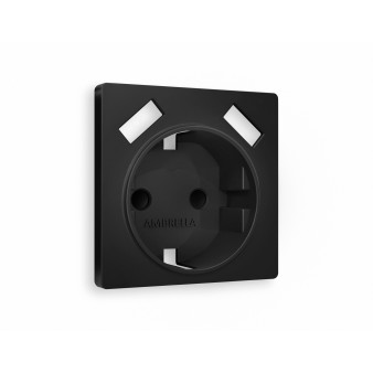 AP8090 Лицевая панель ALFA (Черный матовый) для электрической розетки с/з со шторками 2USB A+A QUANT