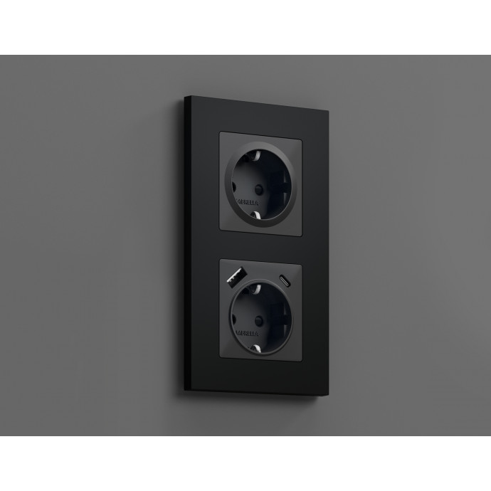 AP9070 Лицевая панель ALFA (Графит Мягкое касание) для электрической розетки с/з со шторками QUANT