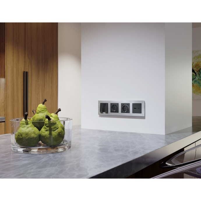 AP9110 Лицевая панель ALFA (Графит Мягкое касание) для розетки 2USB тип A+C QUANT