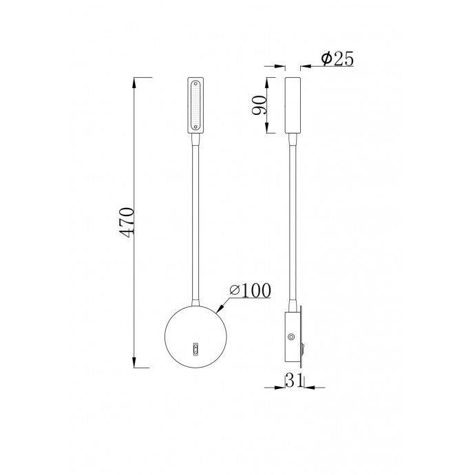 Настенный светильник (бра) Technical C035WL-L3B3K