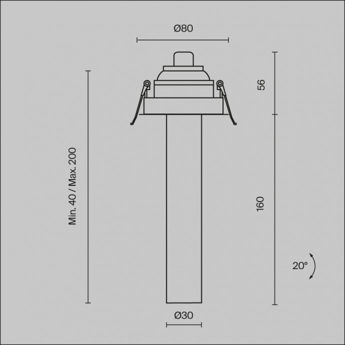 Встраиваемый светильник Technical C140RS-L200-7W3K-B