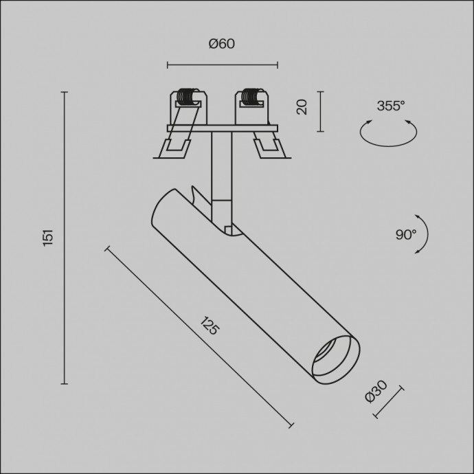 Встраиваемый светильник Technical C141RS-L125-6W3K-B