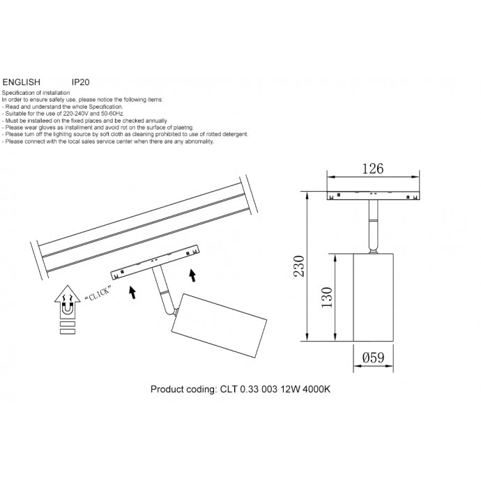 Светильник трековый магнитный Crystal Lux CLT 0.33 003 12W BL 4000K