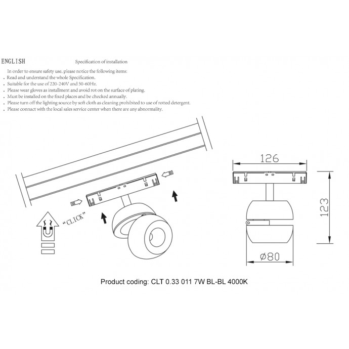 Светильник трековый магнитный Crystal Lux CLT 0.33 011 7W BL-BL 4000K