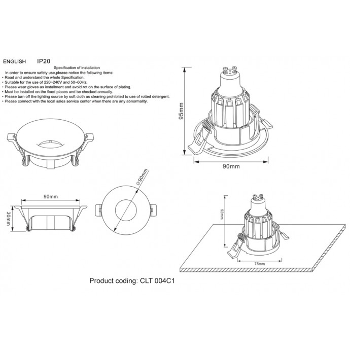 Светильник встраиваемый Crystal Lux CLT 004C1 GO