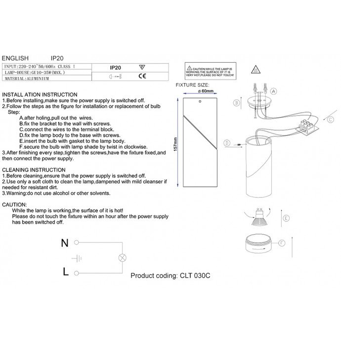 Светильник потолочный Crystal Lux CLT 030C BR