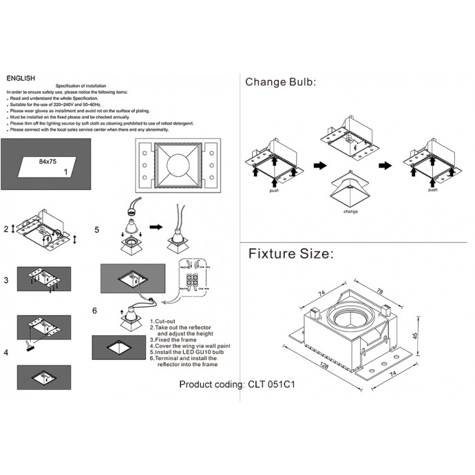 Светильник встраиваемый Crystal Lux CLT 051C1 BL-BL